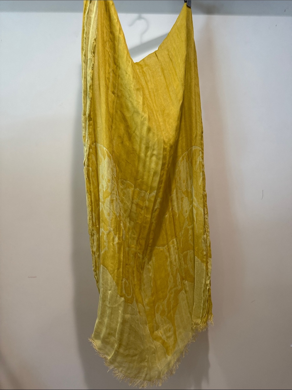Eileen Fisher Yellow Sheer Fringed Scarf